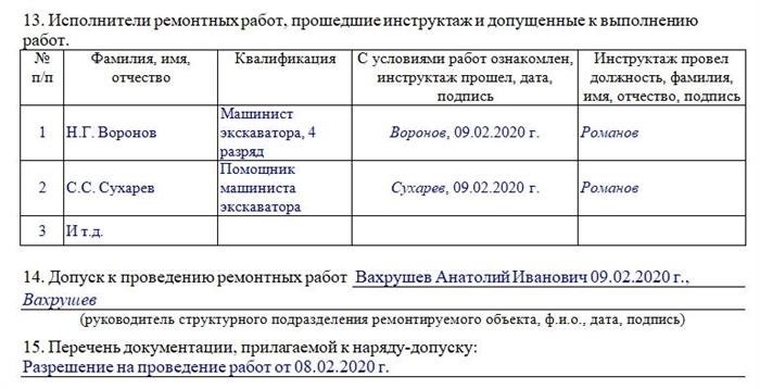 Руководство к проведению земляных работ с оформлением необходимых документов. Вторая часть: примеры оформления наряда-допуска.