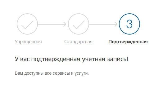 Подтверждение учетной записи завершено